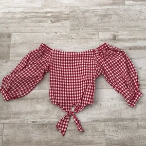 FOREVER 21 red and white checkered top